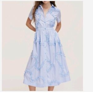 NEW Kate Spade New YorkxTarget - Ribbon Short Sleeve Midi Dress Blue White Sz XL